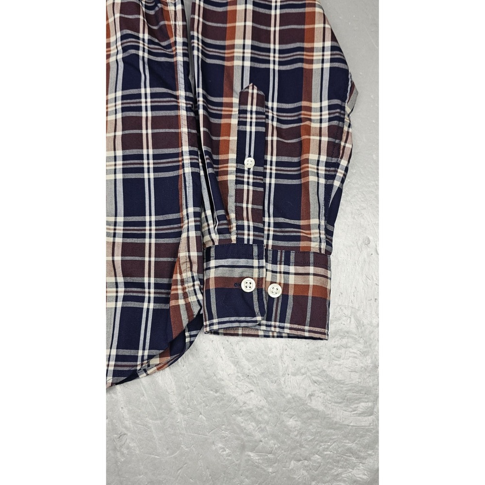 Charles Tyrwhitt Button Down Shirt Mens Medium Non Iron Slim Fit Blue Brown - Picture 6 of 7
